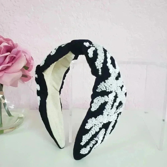 Seed Bead Sequin Embellished Knot Headband - Picture 1 of 4